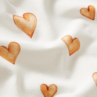 Jersey de algodão Corações de aguarela Impressão Digital – marfim/laranja-claro, 