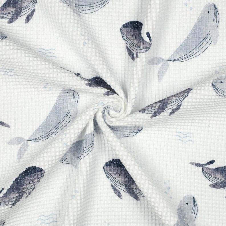 Tecido piqué em favo Baleias Impressão Digital | Poppy Fabrics – marfim/cinza claro,  image number 3