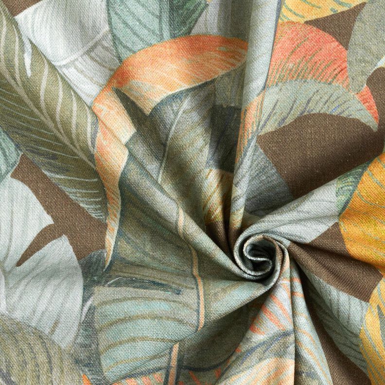 Tecido para decoração Meio linho Panamá Folhas de bananeira – cobre/caqui,  image number 3