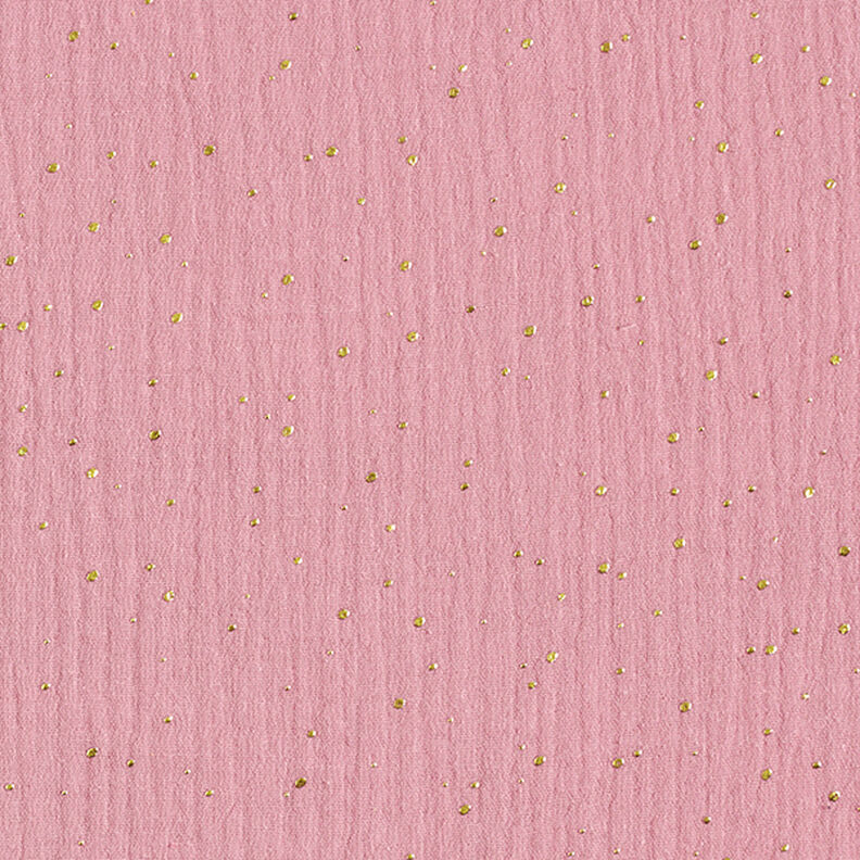 Algodão Musselina Sarapintas douradas espalhadas – rosa/dourado,  image number 1