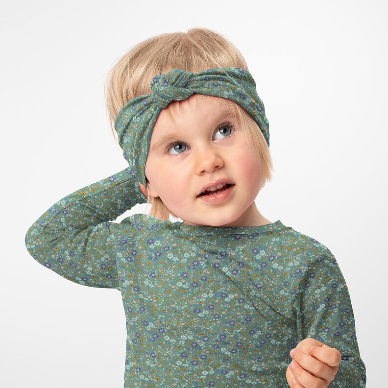 Jersey de algodão Prado de flores na floresta Impressão Digital – verde amarelado,  image number 5