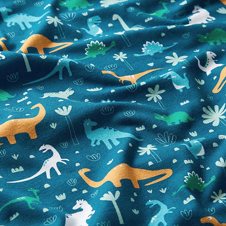 Pacote de tecido Jersey Mundo dos dinossauros | PETIT CITRON – azul petróleo,  image number 5