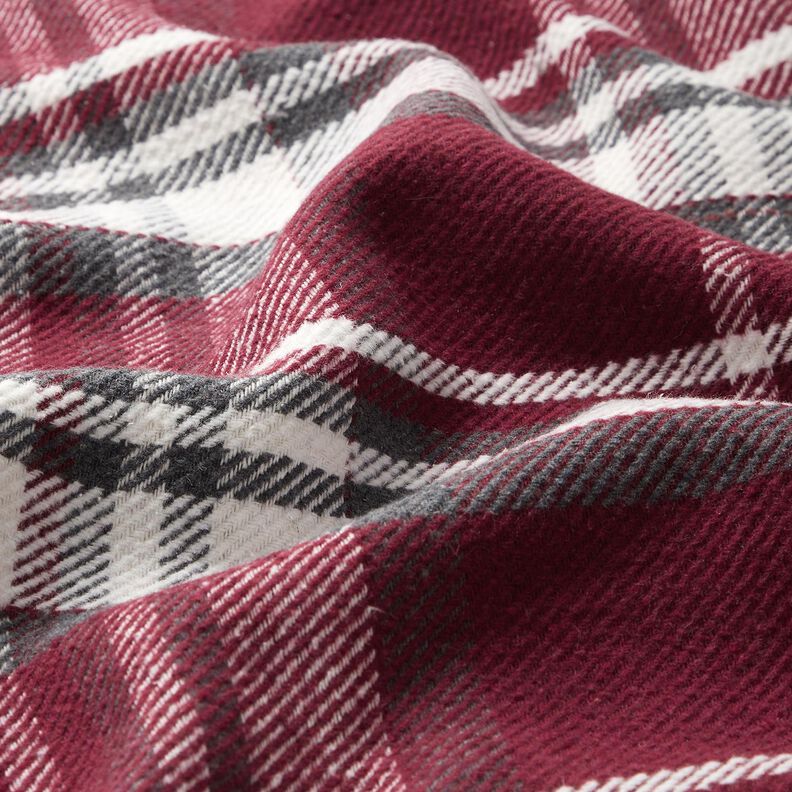 Tecido para sobretudos com reverso em pele Xadrez – bordô/cinza ardósia,  image number 2