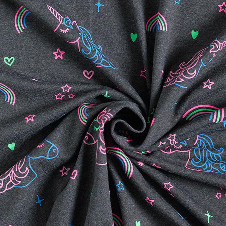 Jersey de algodão Unicórnios néon e arco-íris – antracite,  image number 4
