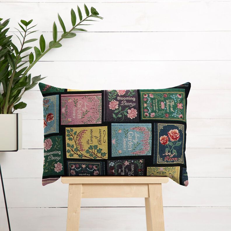 Tecido para decoração Gobelina capa de livro – preto/merlot,  image number 5