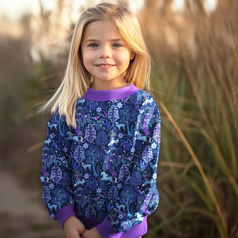 French Terry Sweat de verão Floresta de conto de fadas Impressão Digital | Poppy Fabrics – preto,  image number 5