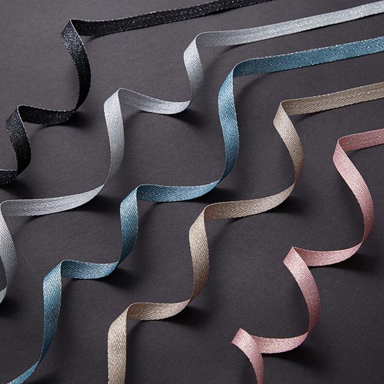 Fita de tecido Metálico [9 mm] – preto/prata metálica,  image number 3