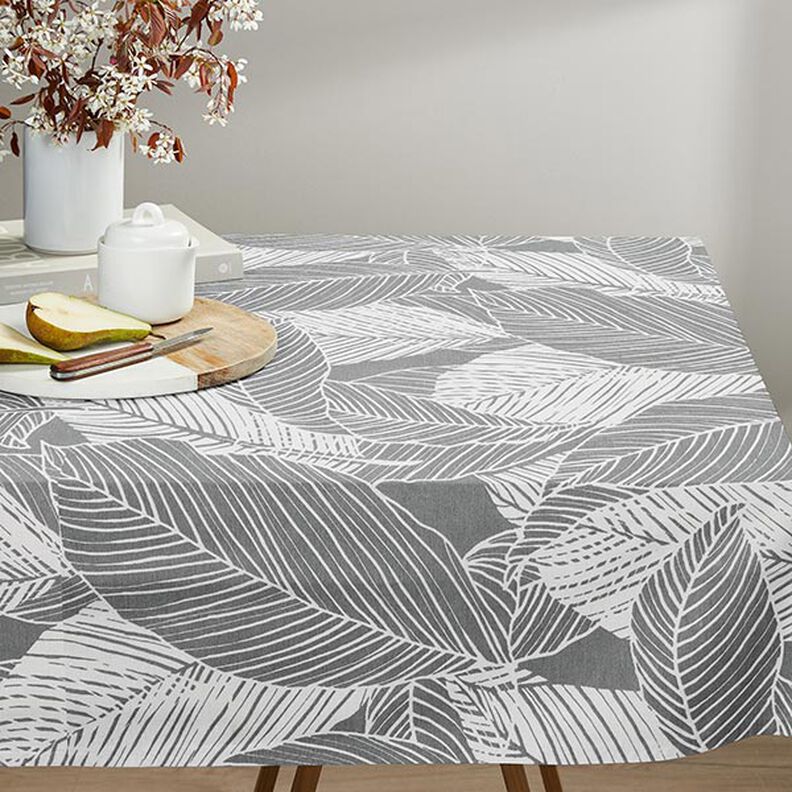 Tecido para decora&ccedil;&atilde;o Lona Folhas grandes &ndash; cinzento,  image number 6