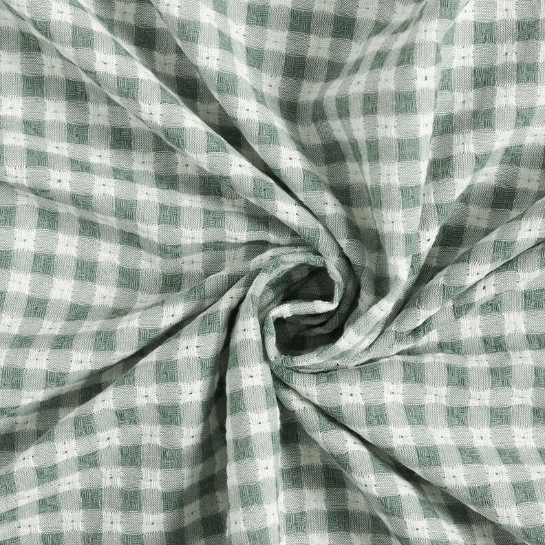Tecido de algodão Textura xadrez – branco/verde amarelado,  image number 4