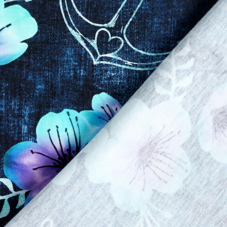 Jersey de algodão Flores Marítimas | Glitzerpüppi  – azul-noite/azul-gelo,  image number 4