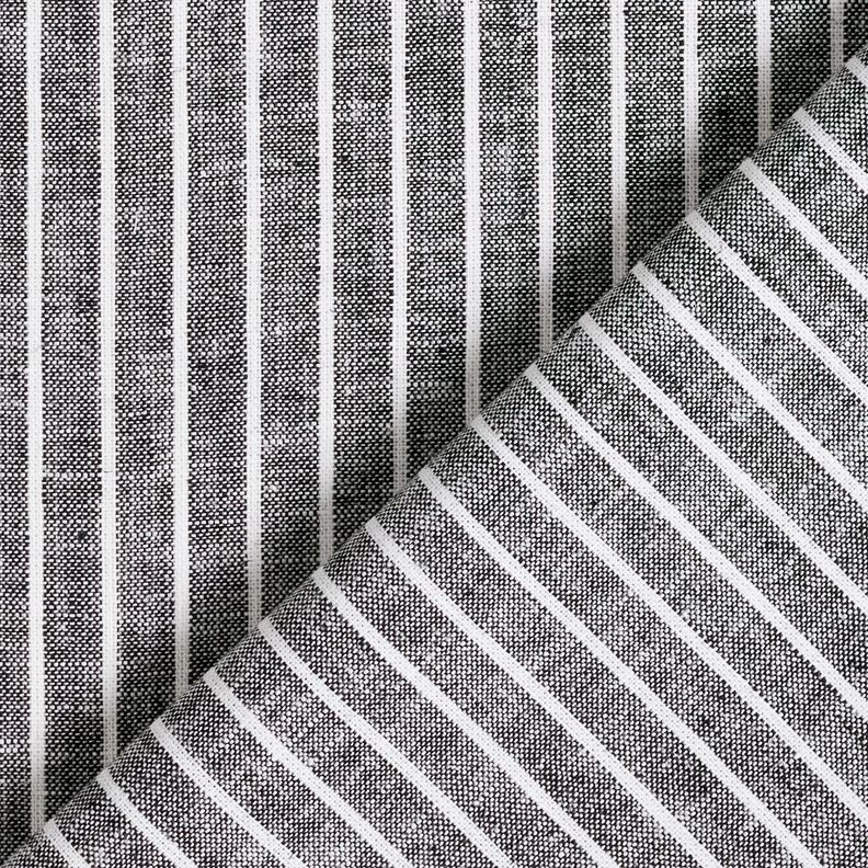 Mistura de linho e algodão Riscas largas – preto/branco,  image number 4