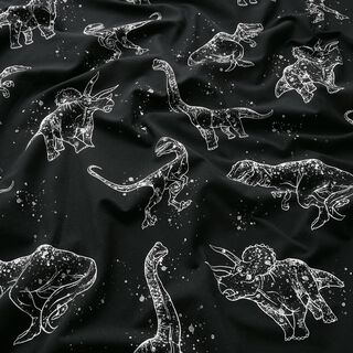 Jersey de algodão Contornos de dinossauro | Glitzerpüppi – preto/branco, 