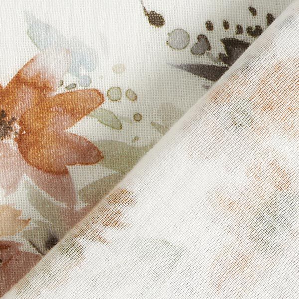 Musselina/ Tecido plissado duplo Prado de flores em aguarela Impressão Digital – branco sujo,  image number 4