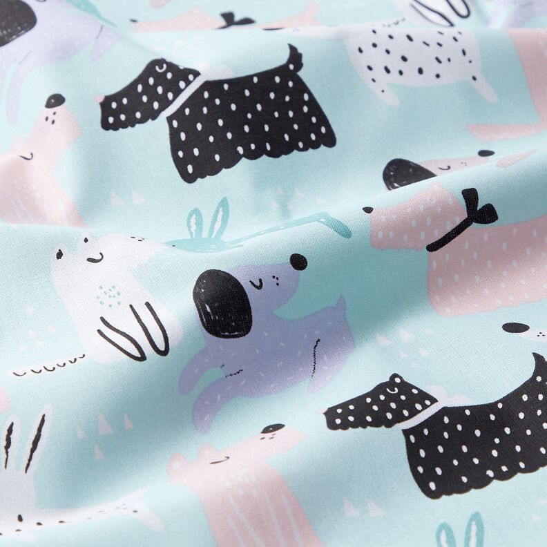 Tecido de algodão Cretone Cães abstratos – azul-celeste/rosé,  image number 2