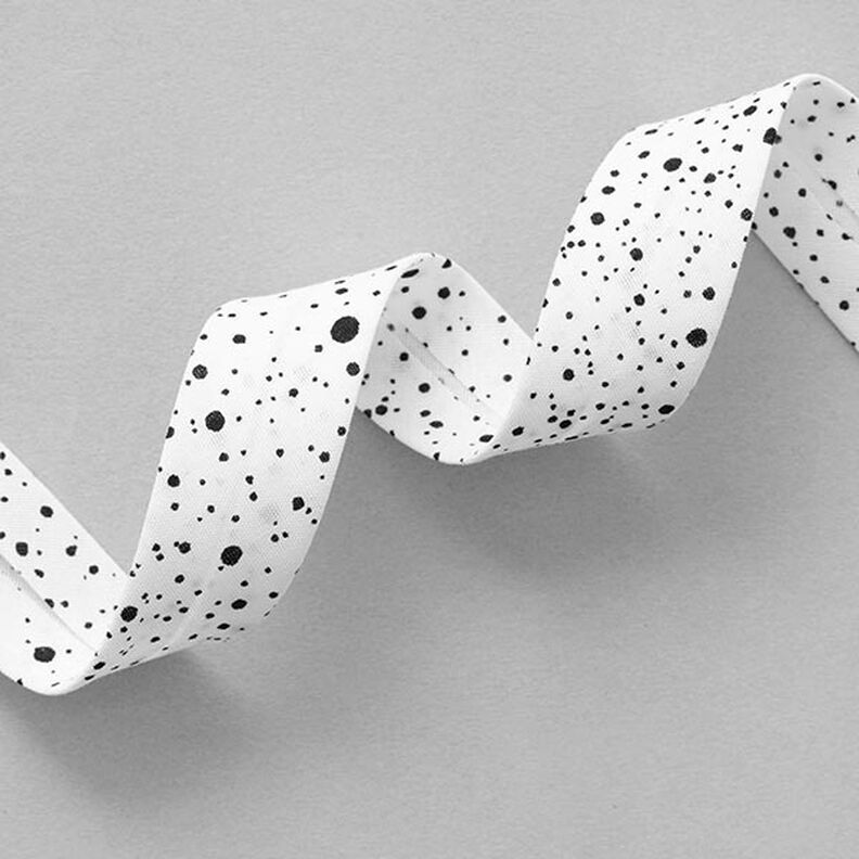 Fita de viés Manchas [ 20 mm ] – branco/preto,  image number 1