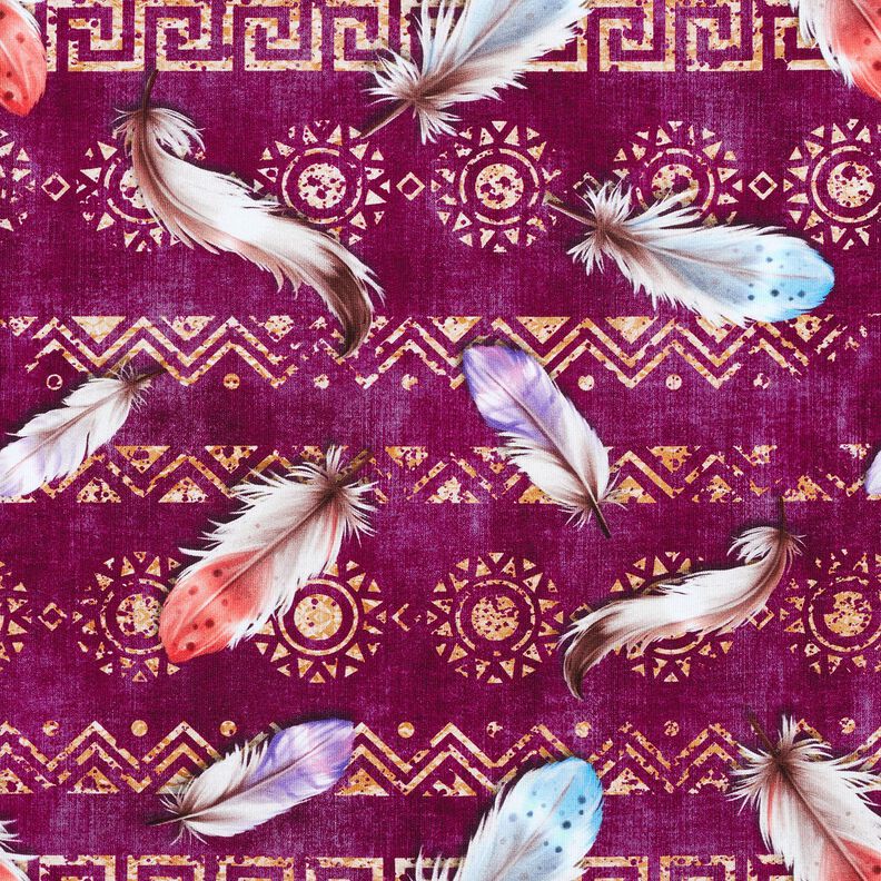 French Terry Penas Boho | Glitzerpüppi  – uva/lagosta,  image number 1