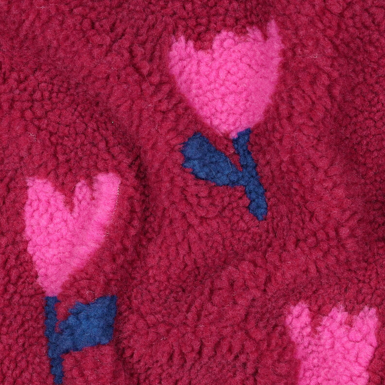 Tecido de pelúcia Teddy Túlipas | Poppy Fabrics – carmin,  image number 2