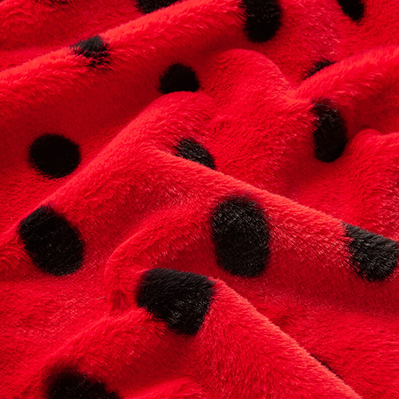 Pelo artificial Pintas de joaninha – vermelho/preto,  image number 2