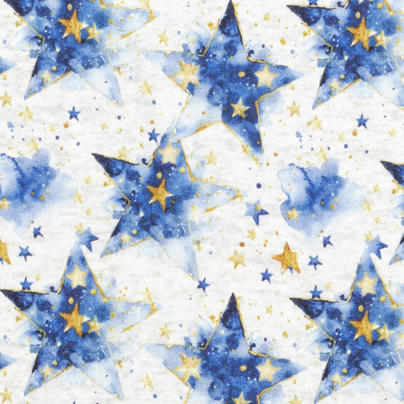Tecido polar alpino Estrelas em aguarela – natural/índigo,  image number 1