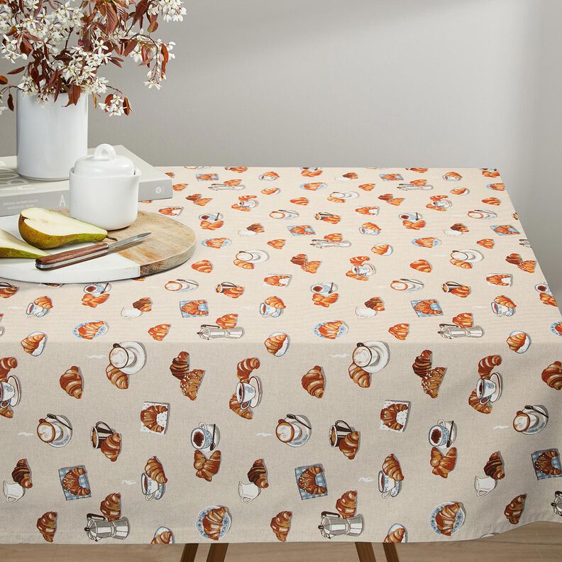 Tecido para decoração Meio linho Panamá Croissants frescos – castanho claro/natural,  image number 7