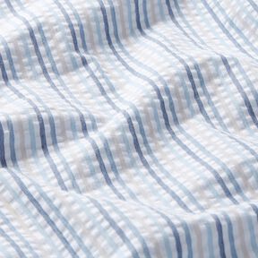 Anarruga Algod&atilde;o Mistura de riscas &ndash; azul/branco, 