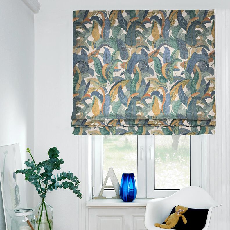 Tecido para decoração Meio linho Panamá Folhas de bananeira – cinza claro/taupe claro,  image number 6