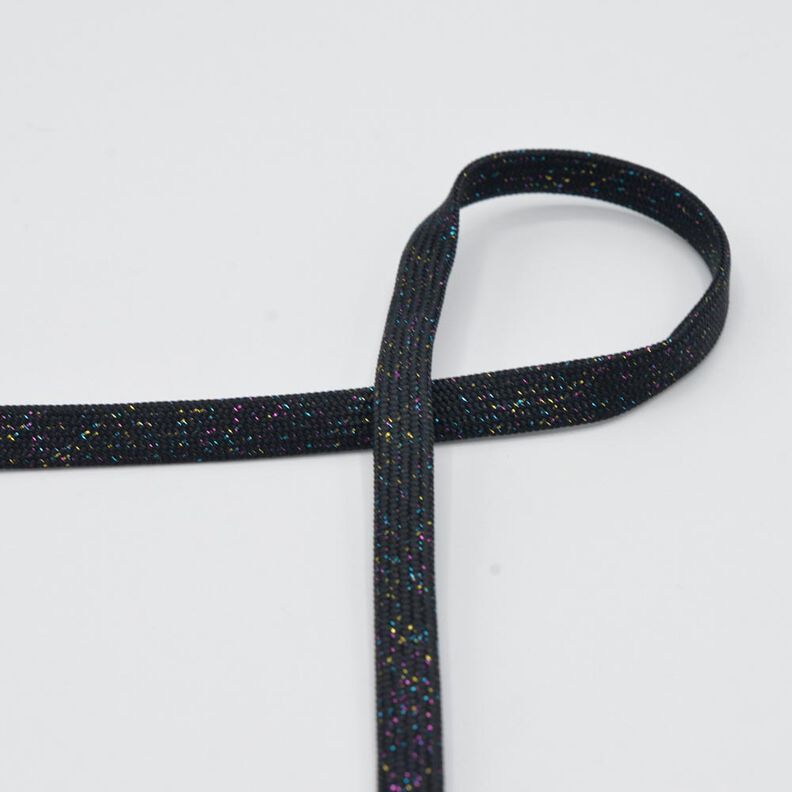 Cordão plano Camisola com capuz Lurex [8 mm] – preto/ouro metálico,  image number 1