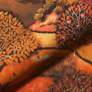 Tecido para decoração Meio linho Panamá Impressão digital Paisagem de outono – bronze/laranja, 