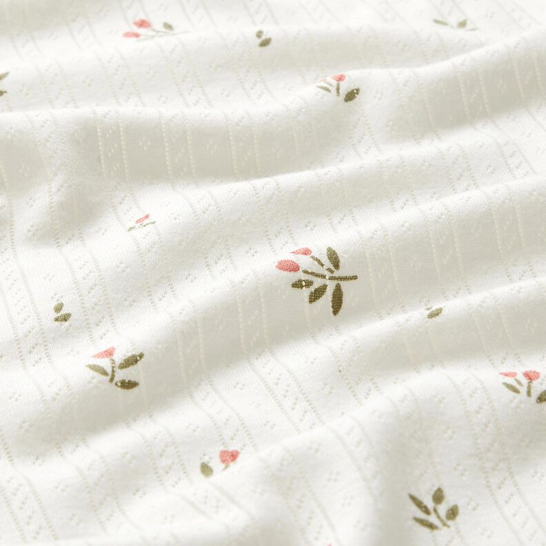 Ajour Jersey de algodão Túlipas – marfim,  image number 2