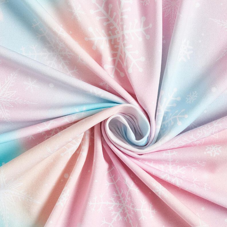 Jersey de algodão Gradiente de aquarela de flocos de neve | Glitzerpüppi – azul-gelo/rosé,  image number 3