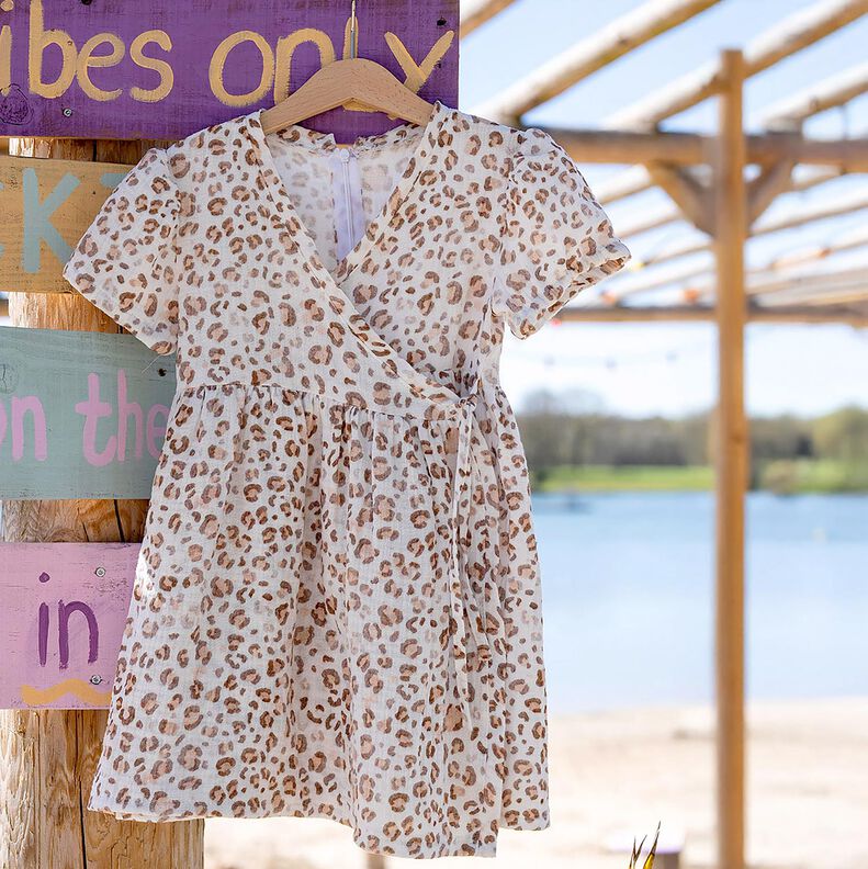 Musselina/ Tecido plissado duplo Aguarela Leo Impressão Digital – marfim,  image number 5