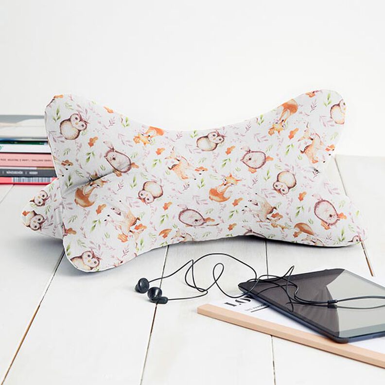 Tecido de algodão Percal Animais da floresta – branco/castanho claro,  image number 7