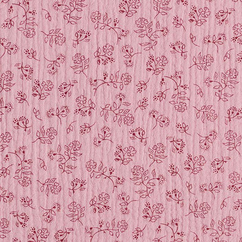 Musselina/ Tecido plissado duplo Pequenas gavinhas florais – rosa,  image number 1