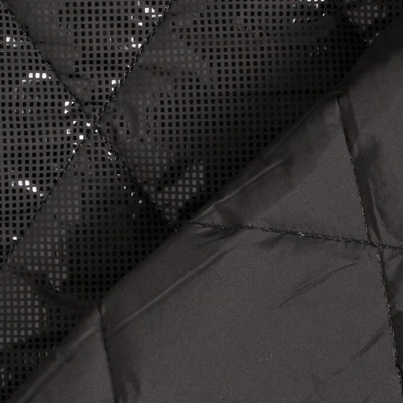 Tecido acolchoado brilho leve Losangos – preto,  image number 4