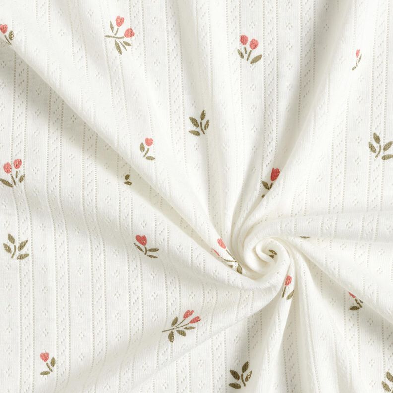 Ajour Jersey de algodão Túlipas – marfim,  image number 3