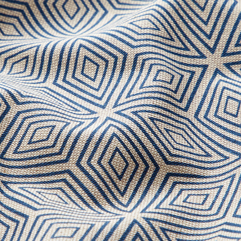 Tecido para decoração meio linho panamá Cubos 3D – azul/natural,  image number 2