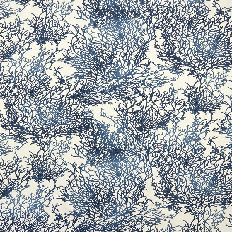 Tecido para decora&ccedil;&atilde;o Meio linho Panam&aacute; Belos corais &ndash; azul-marinho/natural,  image number 1