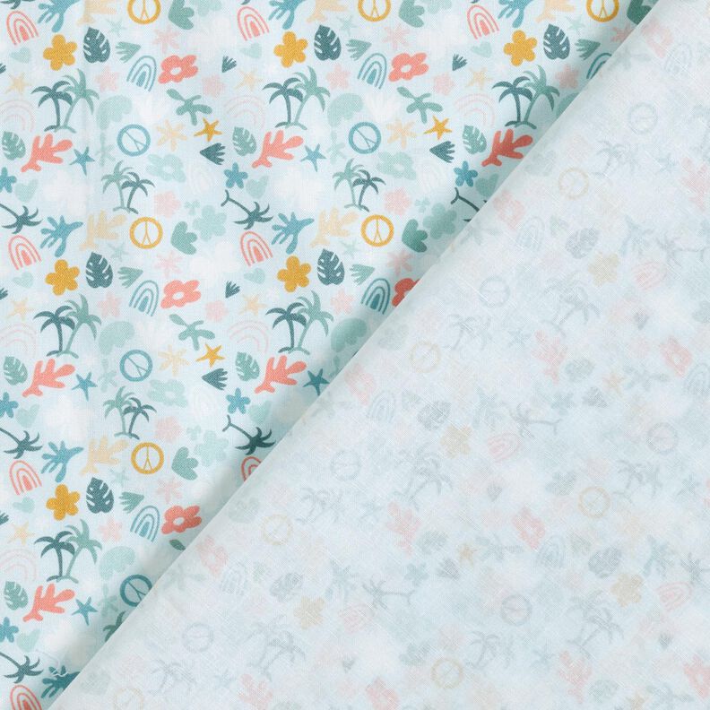Popelina de algodão Bio Mundo de palmeiras – azul bebé/menta clara,  image number 4