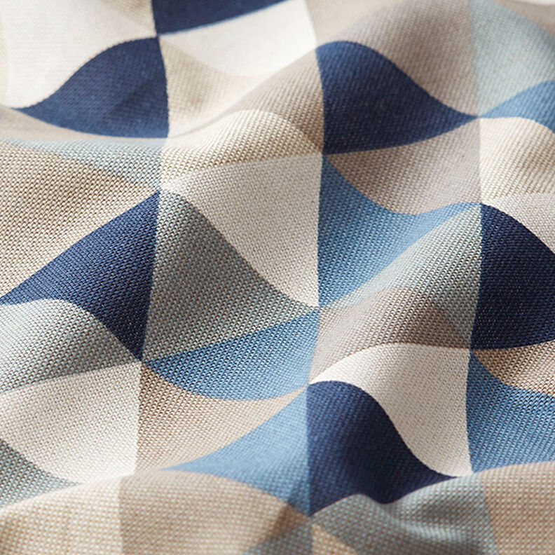 Tecido para decoração Meio linho Panamá Triângulos – azul,  image number 2