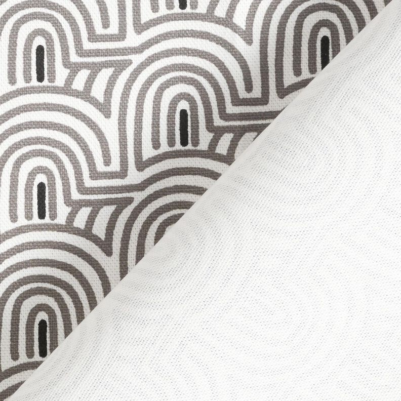 Tecido para decora&ccedil;&atilde;o Meio linho Panam&aacute; Arcos minimalistas &ndash; branco/cinzento,  image number 4
