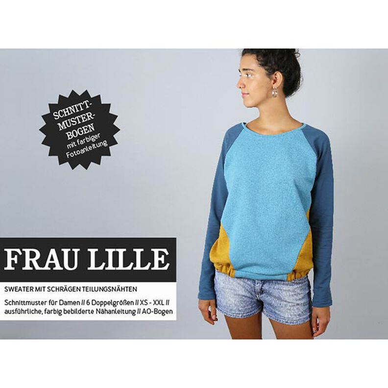 FRAU LILLE - Sweater raglã com costuras divisórias diagonais, Studio Schnittreif  | XS -  XXL,  image number 1