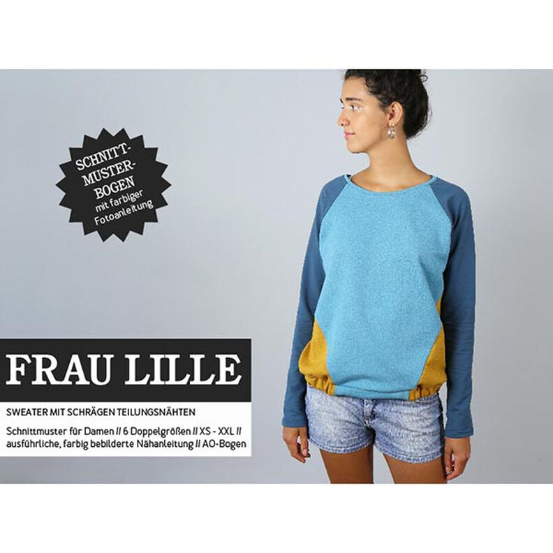FRAU LILLE - Sweater raglã com costuras divisórias diagonais, Studio Schnittreif | XS - XXL,  image number 1