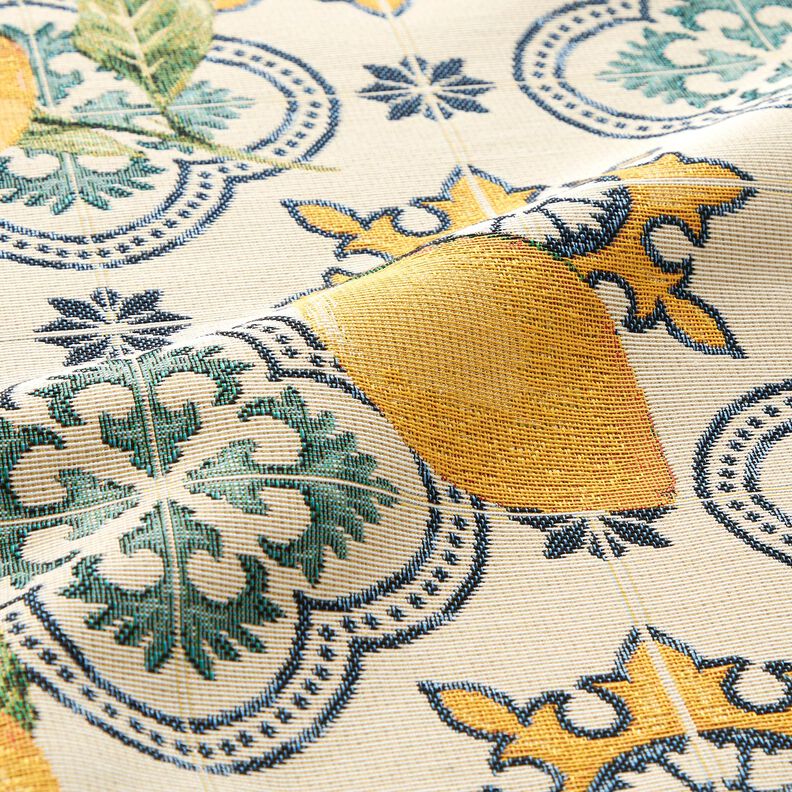 Tecido para decoração Gobelina Azulejos de limão – natural/amarelo-limão,  image number 2