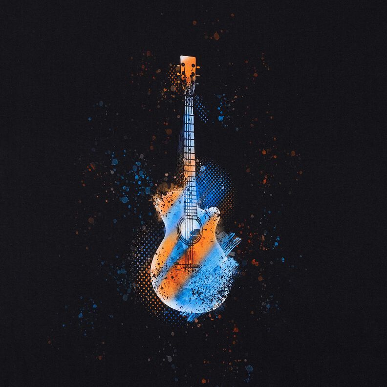 Jersey de algodão Barra Guitarra | Glitzerpüppi – preto/laranja,  image number 7