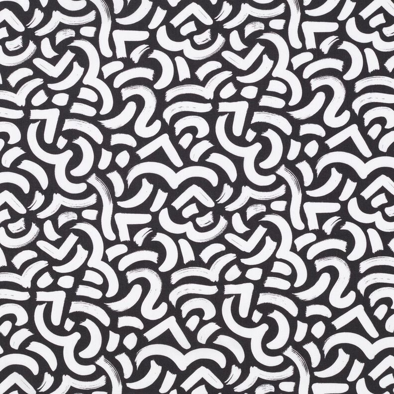 Tecido de viscose Linhas onduladas abstratas – preto/branco | Retalho 70cm,  image number 1