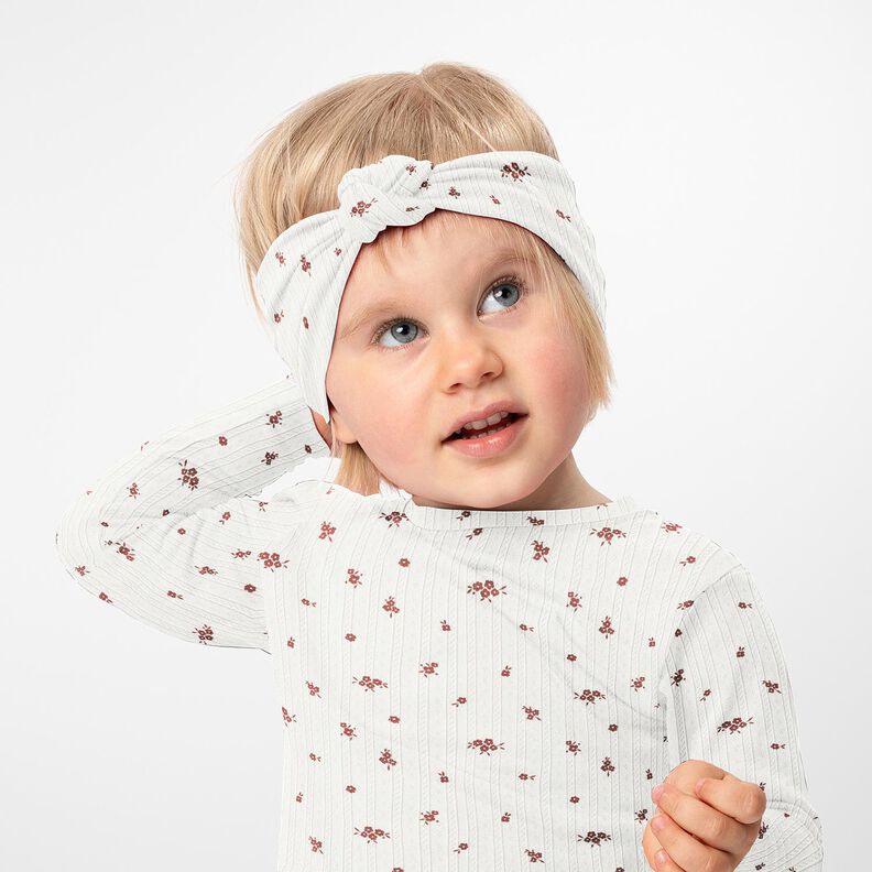 Ajour Jersey de algodão Flores de casa de campo – marfim,  image number 6