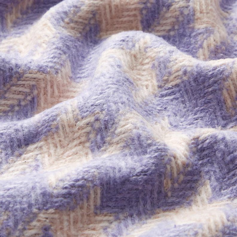 Tecido grosso para sobretudos Pied-de-poule – bege/lilás,  image number 2