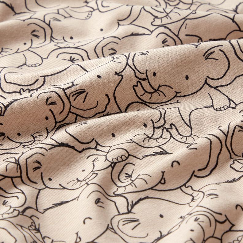 Mistura de algodão Jersey Tropel de elefantes – natural,  image number 2