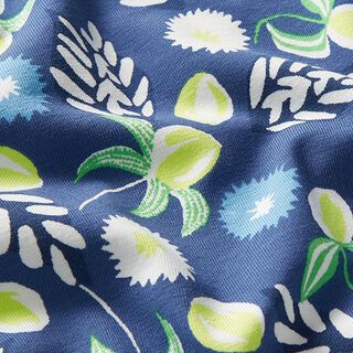 Jersey de algodão Folhas e flores – azul ganga, 