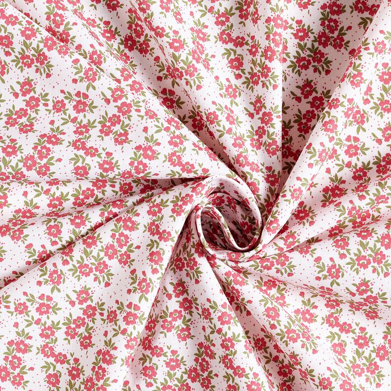Popelina de algodão Mar de florzinhas – vermelho/branco,  image number 3